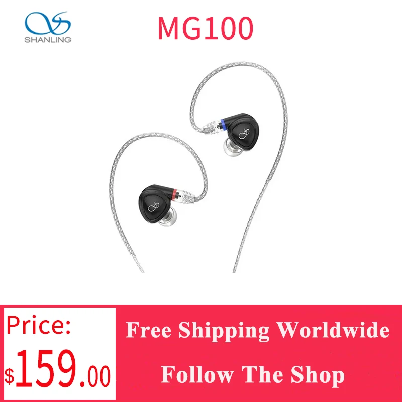 

SHANLING MG100 Dynamic HiFi Music Earphones IEM Hi-Res Audio Earbuds MMCX 3.5mm+4.4mm Plug Headset