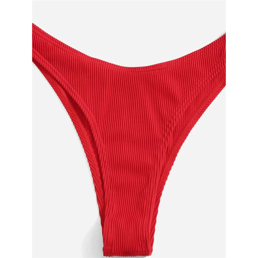 Gerippter Bikini mit hohem Beinausschnitt, Damen-Badeanzug, zweiteiliges Bikini-Set, brasilianischer Schnitt, gepolstert, Badebekleidung, Badeanzug, Modell V7126. – Detail 6