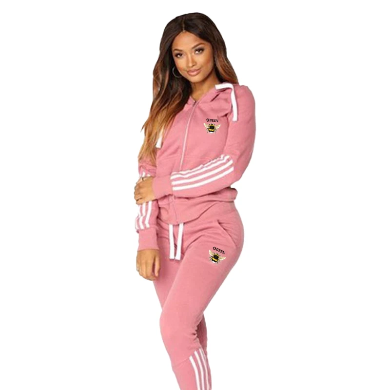 New fashion women\'s sportswear jogging suit Women\'s printed hooded sportswear set Hooded+sports pants sportswear