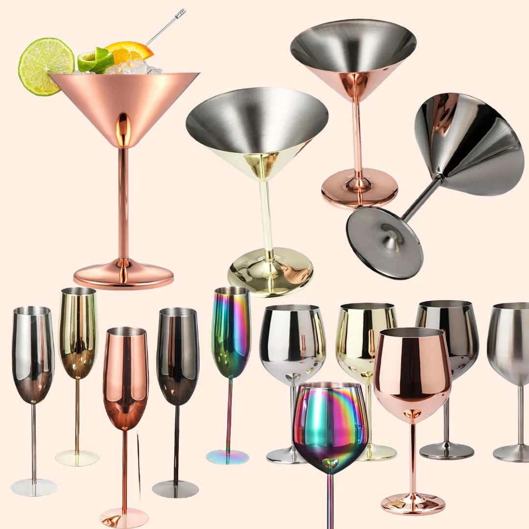 Stainless Steel Cocktail Glass Ice Cream Cup Creative Metal Goblet Bar Restaurant Martini Glasses Margarita Barware