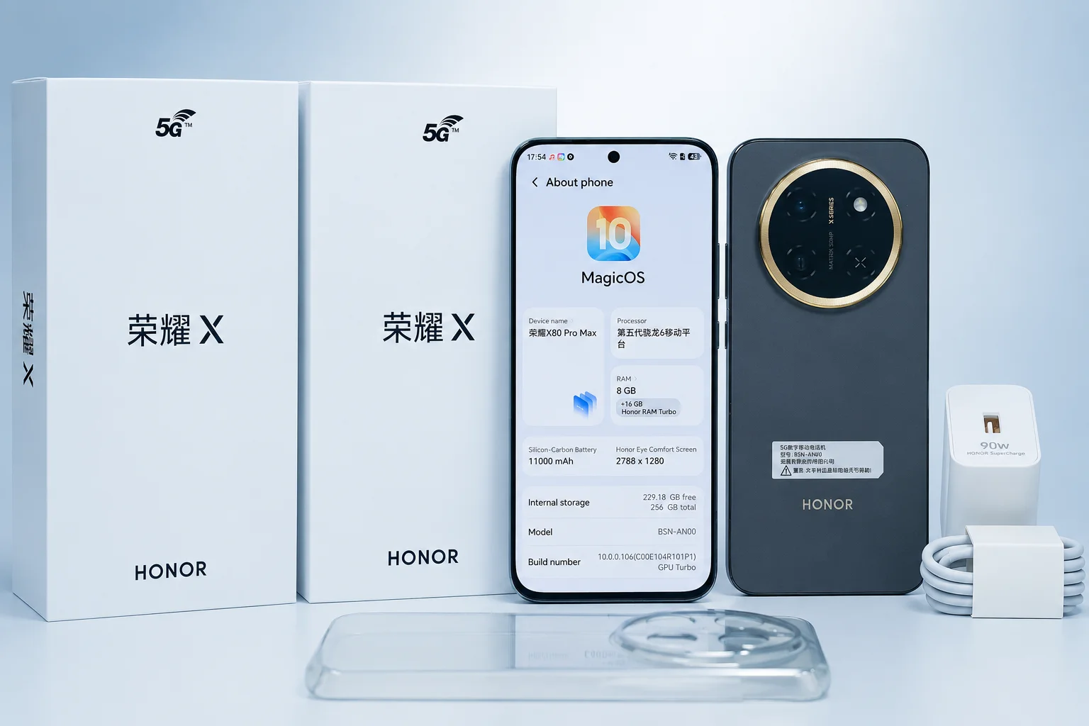 Honor X80 Pro Max 5G Smart Phone Snapdragon 6 Gen 5 11000 mAh 90W Charger Google Play NFC X80 Pro Max