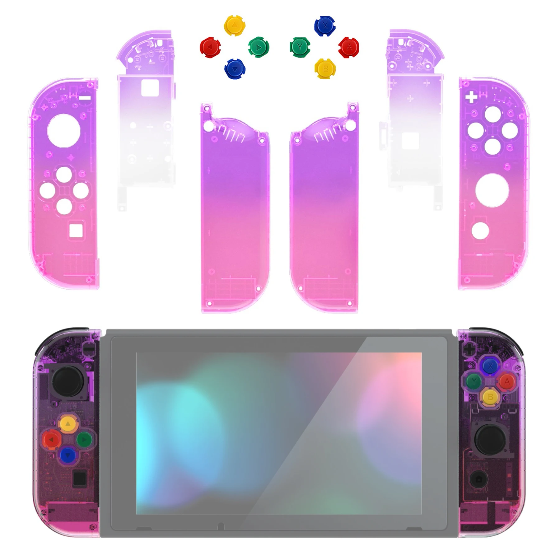 

eXtremeRate DIY Replacement Shell Case for NS Switch & OLED JoyCon - Clear Rose Red