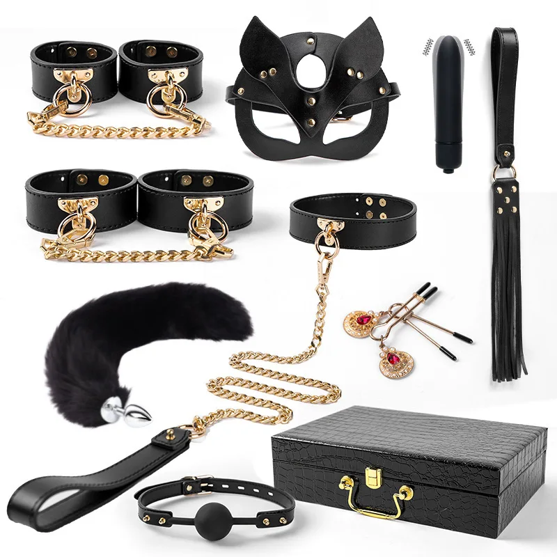 Sex Bondage BDSM Kit Restraints - UpgradeSets with Adjustable Handcuffs Collar Ankle Tickler Anal Plug Toy for Men Women Couples