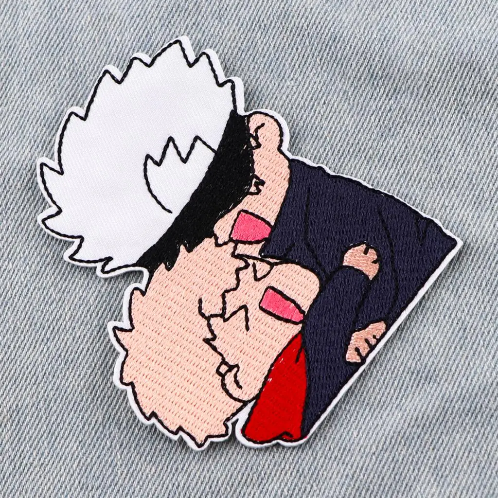 Anime Patches em Roupas, Satoru Gojo, Ferro em Patches Bordados para Vestuário, DIY Stripes Applique Acessório