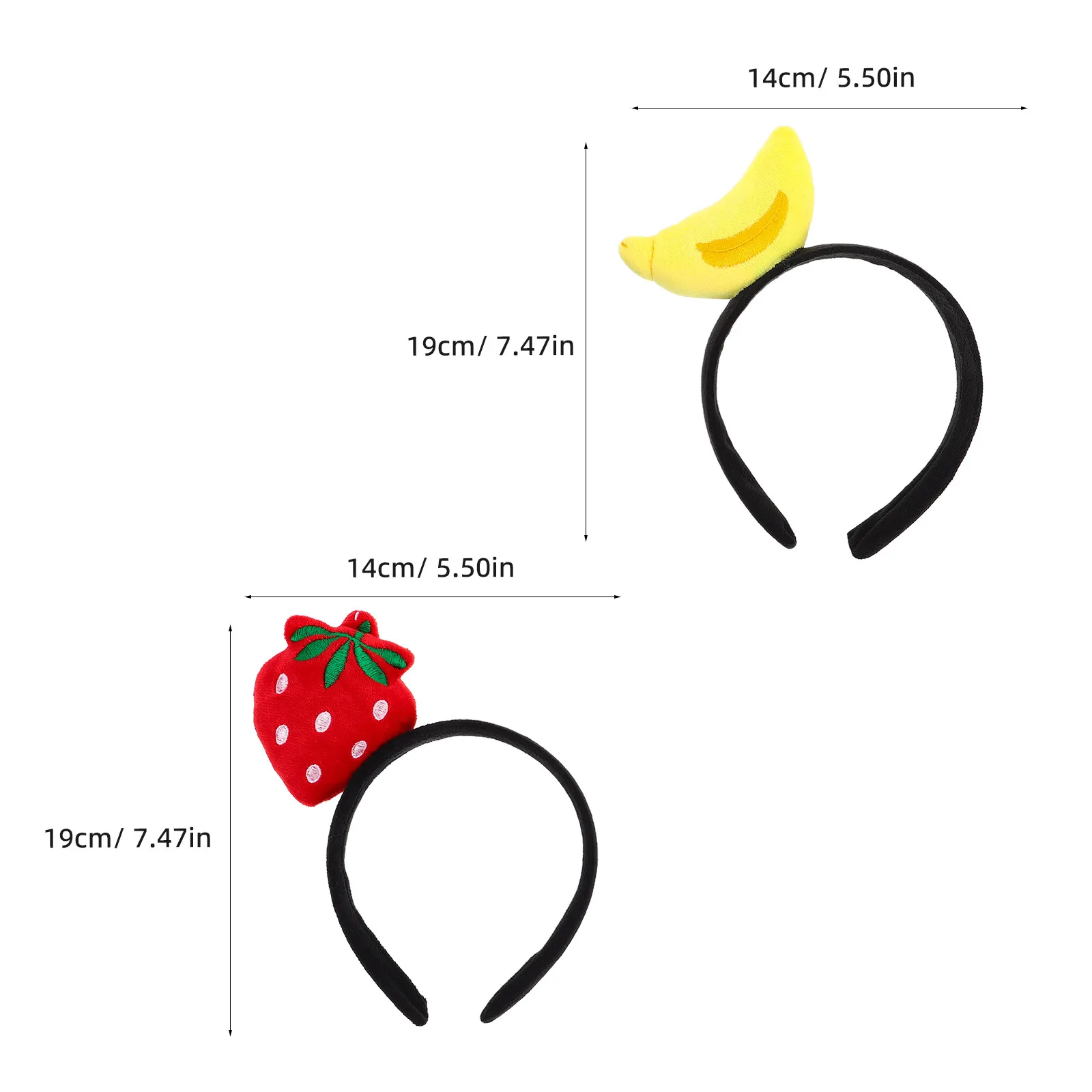 2Pcs Fruit Headbands for Women Theme Kawaii Hair Accessories Comfortable Lightweight Party Costume