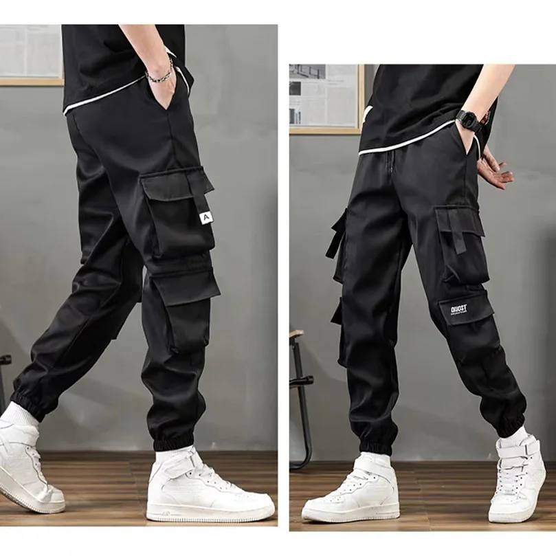 Pantalon cargo fin pour homme, pantalon de jogging multi-poches, grande taille, vêtements décontractés surdimensionnés, université, printemps, automne, 2025