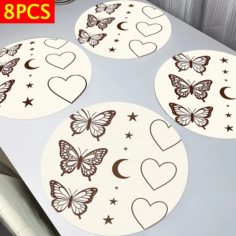 

8pcs Placemats - Butterfly Heart Night Pattern design, 38x38cm Table Mats, Plate Mats,suitable for families festival table