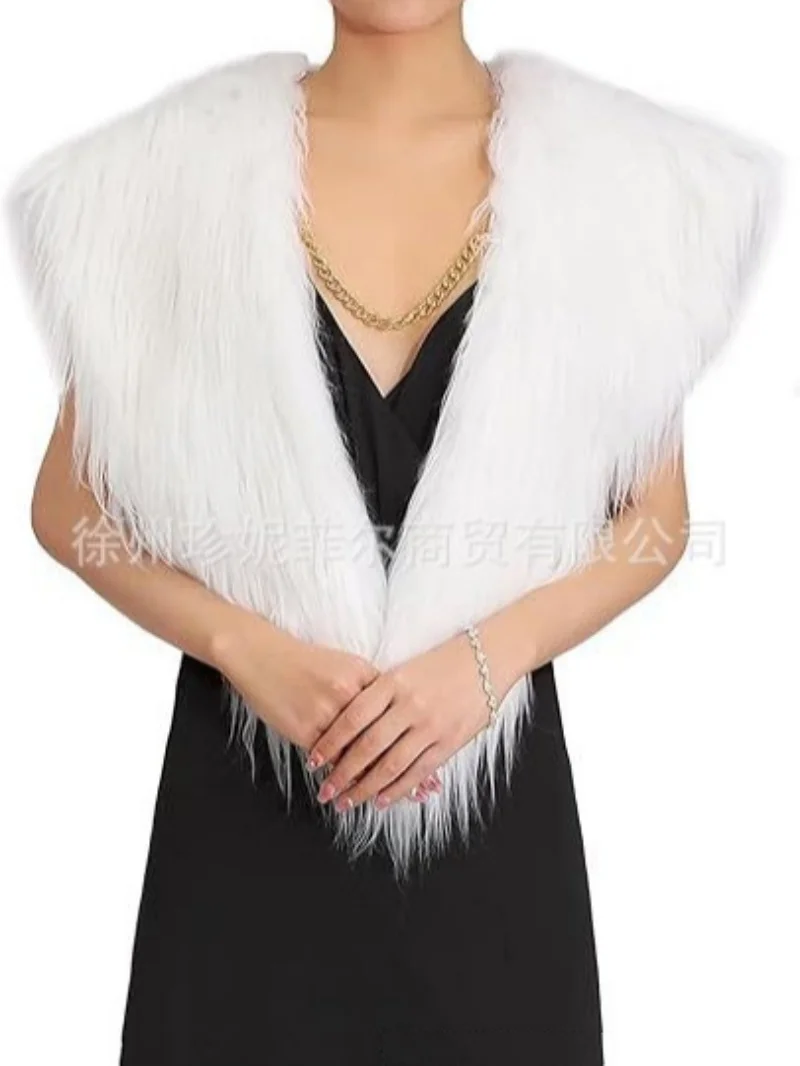 Women's Synthetic Fur Shawl Scarf Bridal Dress Decoration Soft Warm Fake Fur Wrap for Wedding Party Accessories