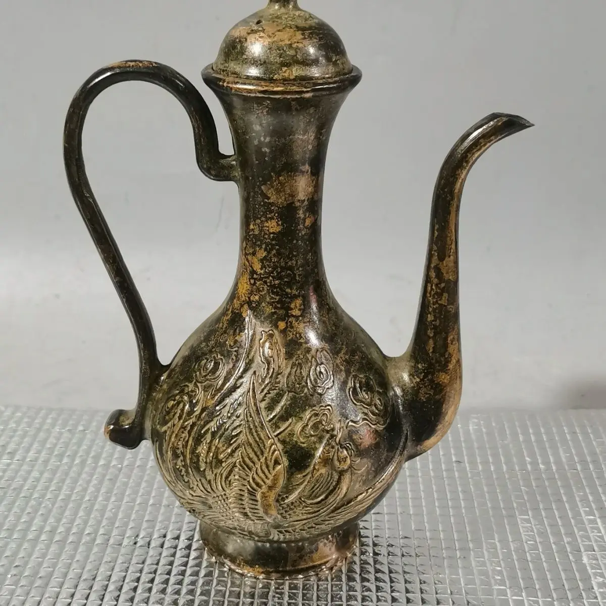 Retro Chinese Phoenix Long‑Neck Wine Pot Ornament Decoration Tea Pet Figurines Desk Decor Accessories