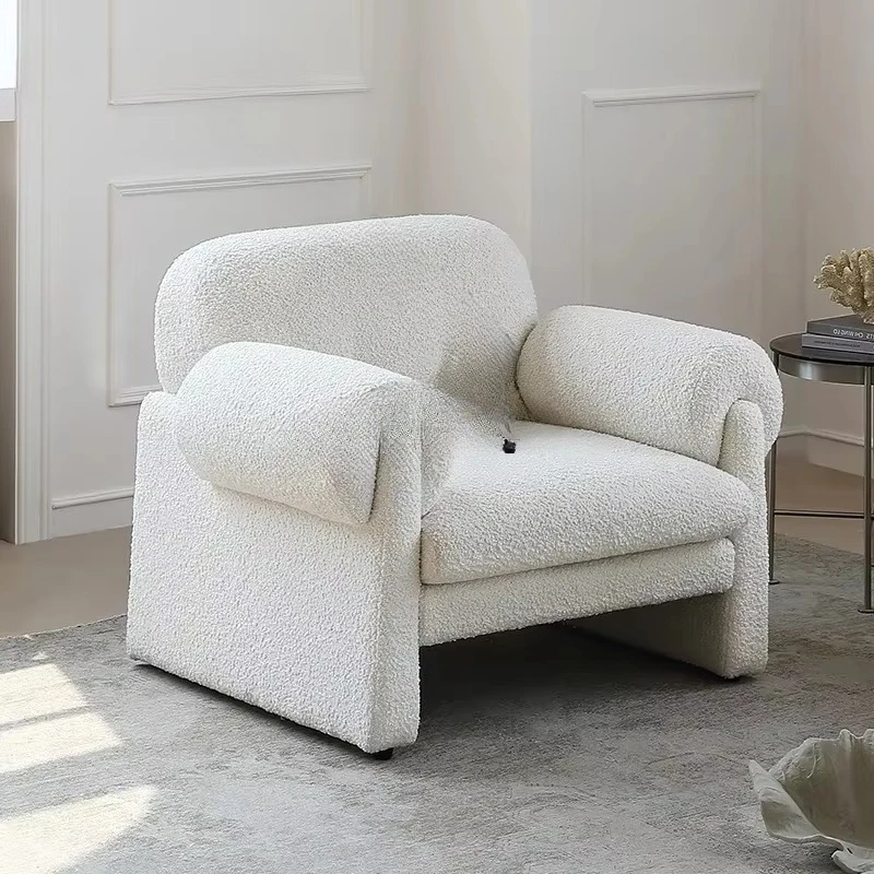 Single retro cream wind teddy fleece casual sofa chair