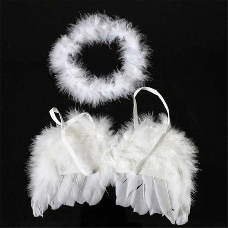 Newborn Photography Clothing Baby Headwear Angel Wings Shooting Set Full Moon 1 Year Old Photography Prop Baby Supplies