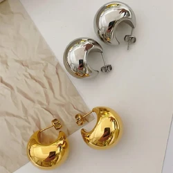 Vintage Plated Gold Smooth Metal Earrings for Women Glossy Shiny Waterdrop Earrings Exaggerated Fashion Jewelry Party Gift