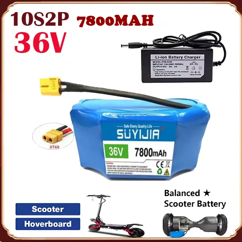 18650 10S2P 7800mah New Lithium-ion Rechargeable Battery Pack 36V Suitable for Scooter Balance Two-wheeler Smart Scooter Battery