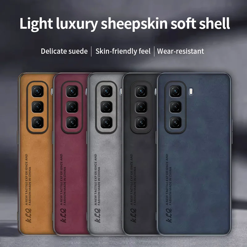 For Hot50Pro Case Luxury Sheepskin Leather Skin-feeling Shockproof Case for INFINIX Note 40 Pro Plus Smart 7 8 Business Cover