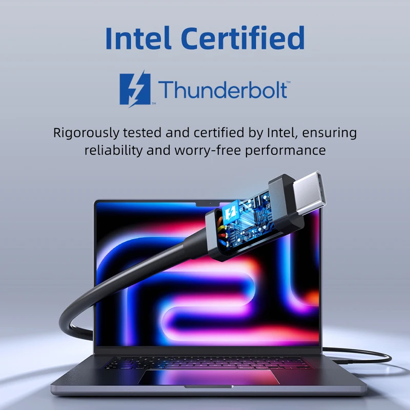 CABLETIME Thunderbolt 5 Cable Intel Certified 120Gbps PD 240W Data Cable Fast Charging 8K60Hz Type C Cable for Mac/PC iPad SSD