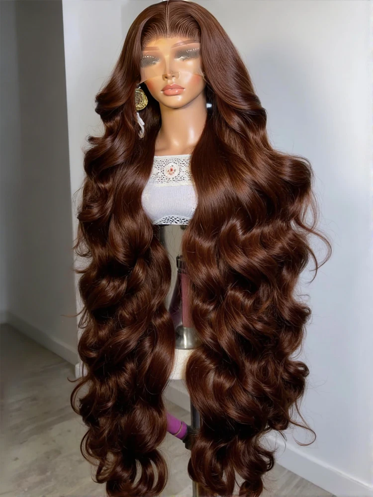 

36 32Inch Chocolate Brown 13x4 Body Wave Lace Front Wig HD 13x6 Lace Frontal Wigs For Women 100% Human Hair Brazilian 230Density