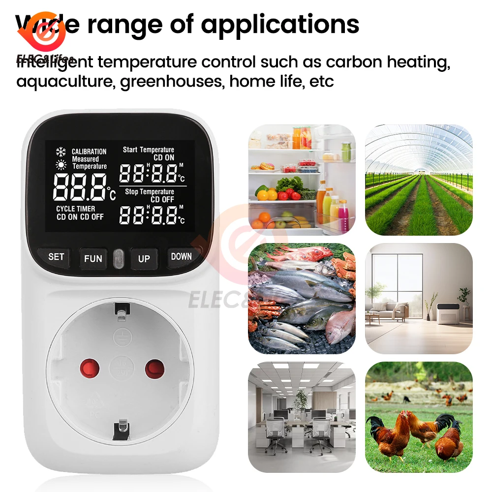 TC02 High-precision Digital Display Smart Thermostat Fish Tank Touch Screen Home Thermostat Socket Temperature Regulation 220V