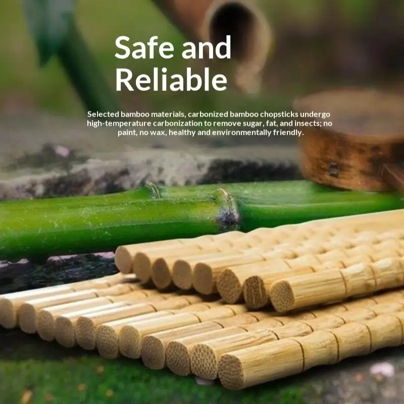 10 Pairs Natural Bamboo Chopsticks Unpainted No Lacquer Wax Free Mold Proof Anti-Slip Kitchen Utensils Chinese Chop Sticks Set