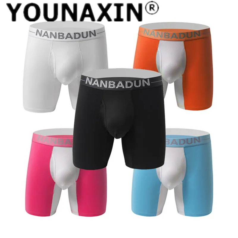 

Men's Long Leg Boxer Briefs Cotton Underwear Gym Training Fitness Mesh Shorts Sports Underpants Quick Dry EU Size M L XL 2XL