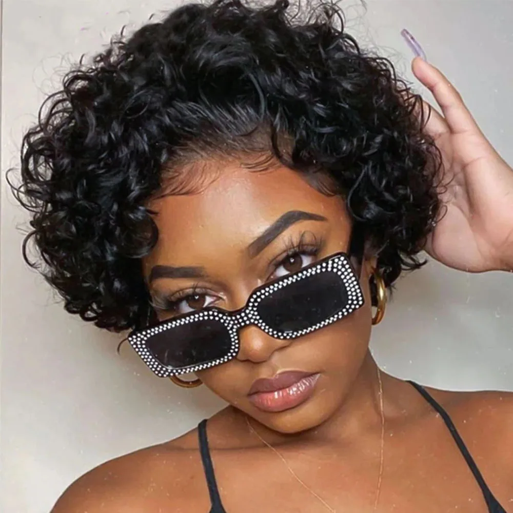 Brazilian Curly Burgundy Lace Front Wig 613 Short Hair Blonde Wig Bob 13x4 99J Curly Colored Human Hair Wig Pixie Cut Wig