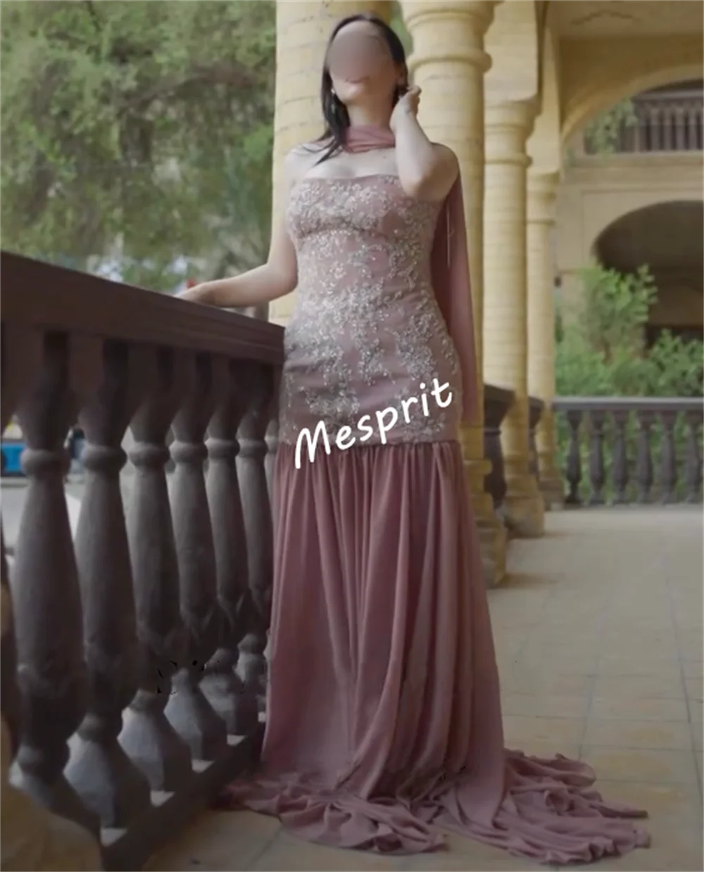فساتين طويلة مخصصة من الشيفون مطرزة بدون حمالات على شكل بوق مناسبة مخصصة للحفلات الراقصة للنساء لامعة مسائية فاخرة أنيقة #2