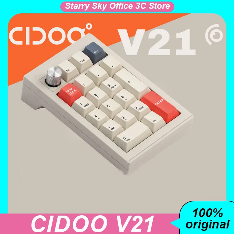 

Cidoo V21 Mechanical Keyboard Wireless Bluetooth Tri-Mode Aluminum Alloy Knob Hot Swap Rgb 21key Keypad Pc Accessory Laptop Gift