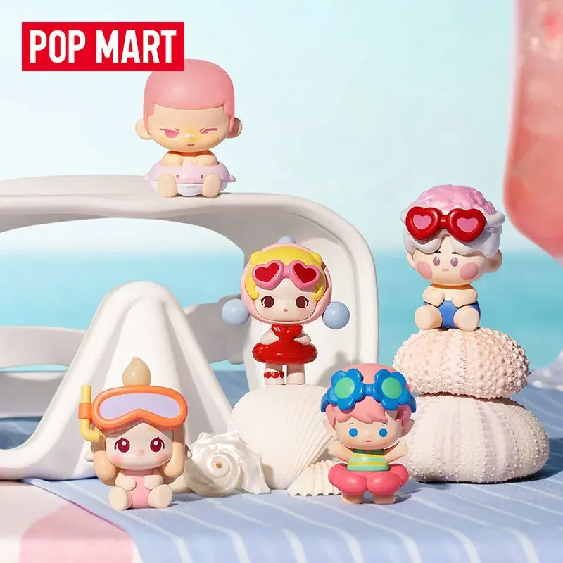 POPMART POP BEAN ISLAND VACATION Series Mini Boneca Caixa Surpresa Brinquedo Original Boneca Fofa Figura de Anime Enfeite Presente