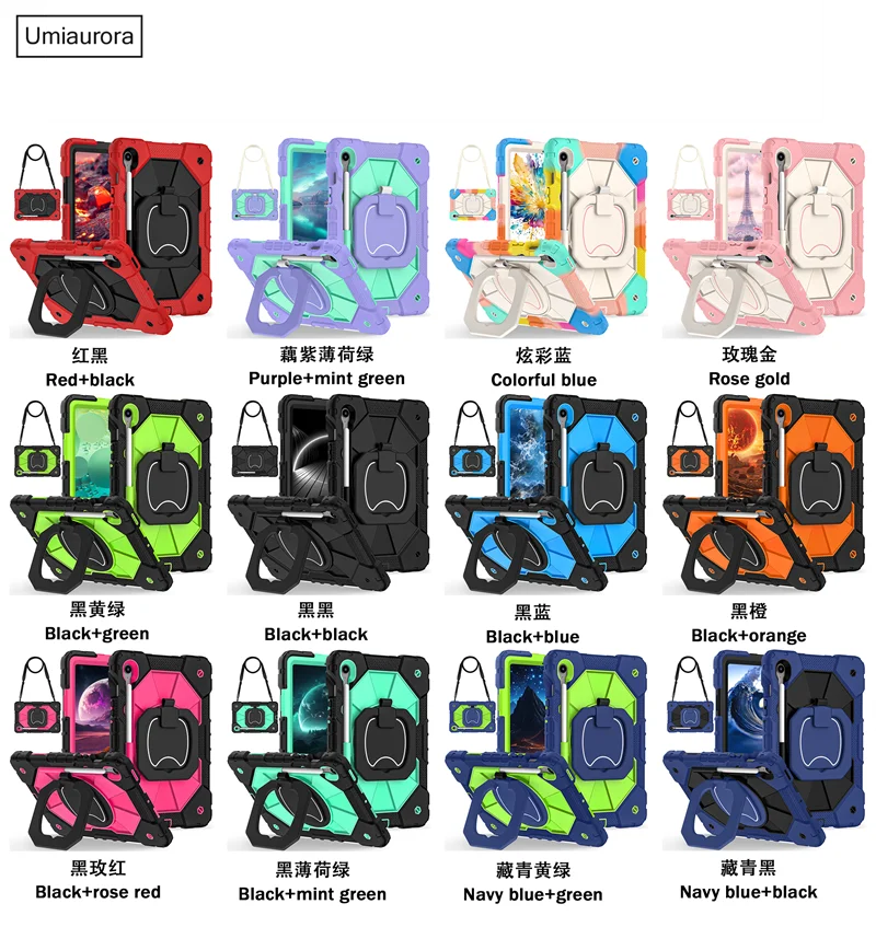 

For Samsung Tab S10 Lite S10 FE 10.9 SM-X400 X520 S9 11 inch X710 X510 Hand Ring Stand Strap Tablet Case Shockproof Rugged Funda