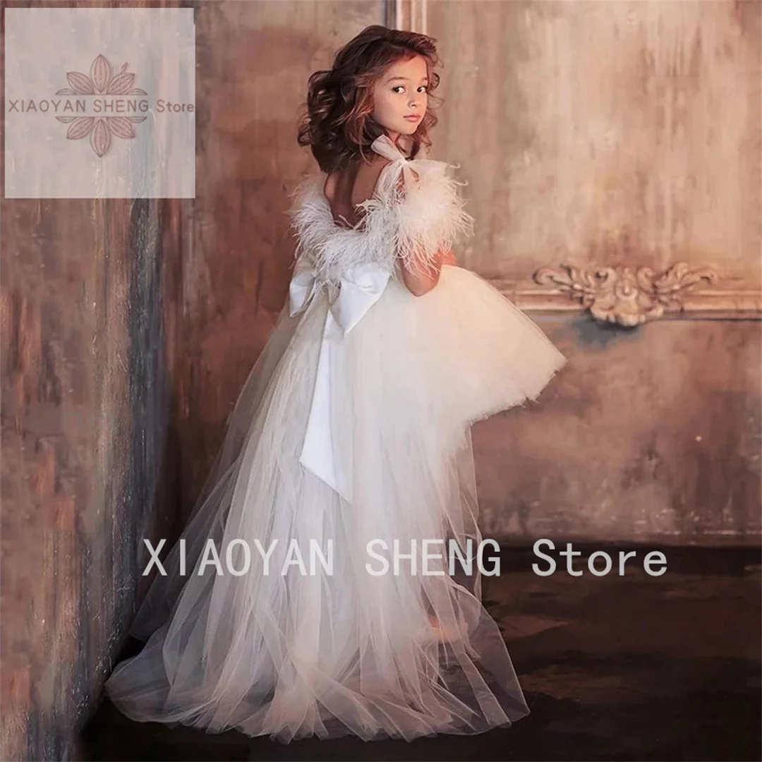 

Flower Girl Dresses Formal Lace Sleeveless Ball Gown O-neck Beading First Communion Dresses for Girls Vestidos Longo New Arrival