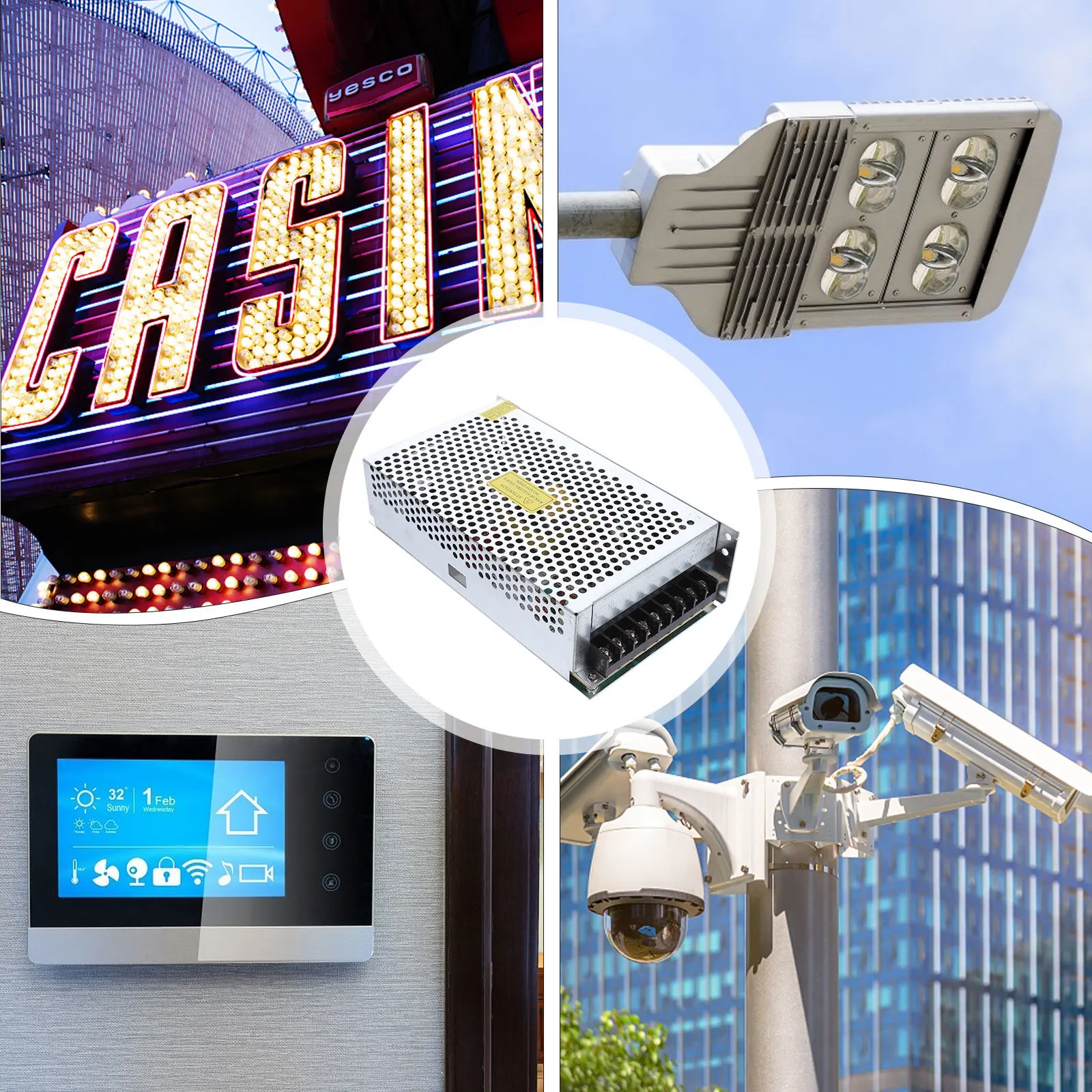 

Universal 5V 40a 200W Professional Power Supply Regulated Switching for LED Light Bar Monitor Power Adapter