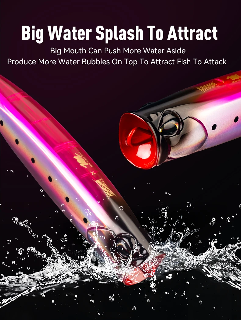 Kingdom Popper Angelköder 37,5 g 58 g 79 g Topwater Wobbler Salzwasser Kunstköder Trolling Popper Jerkbait zum Barschangeln – Detail 2