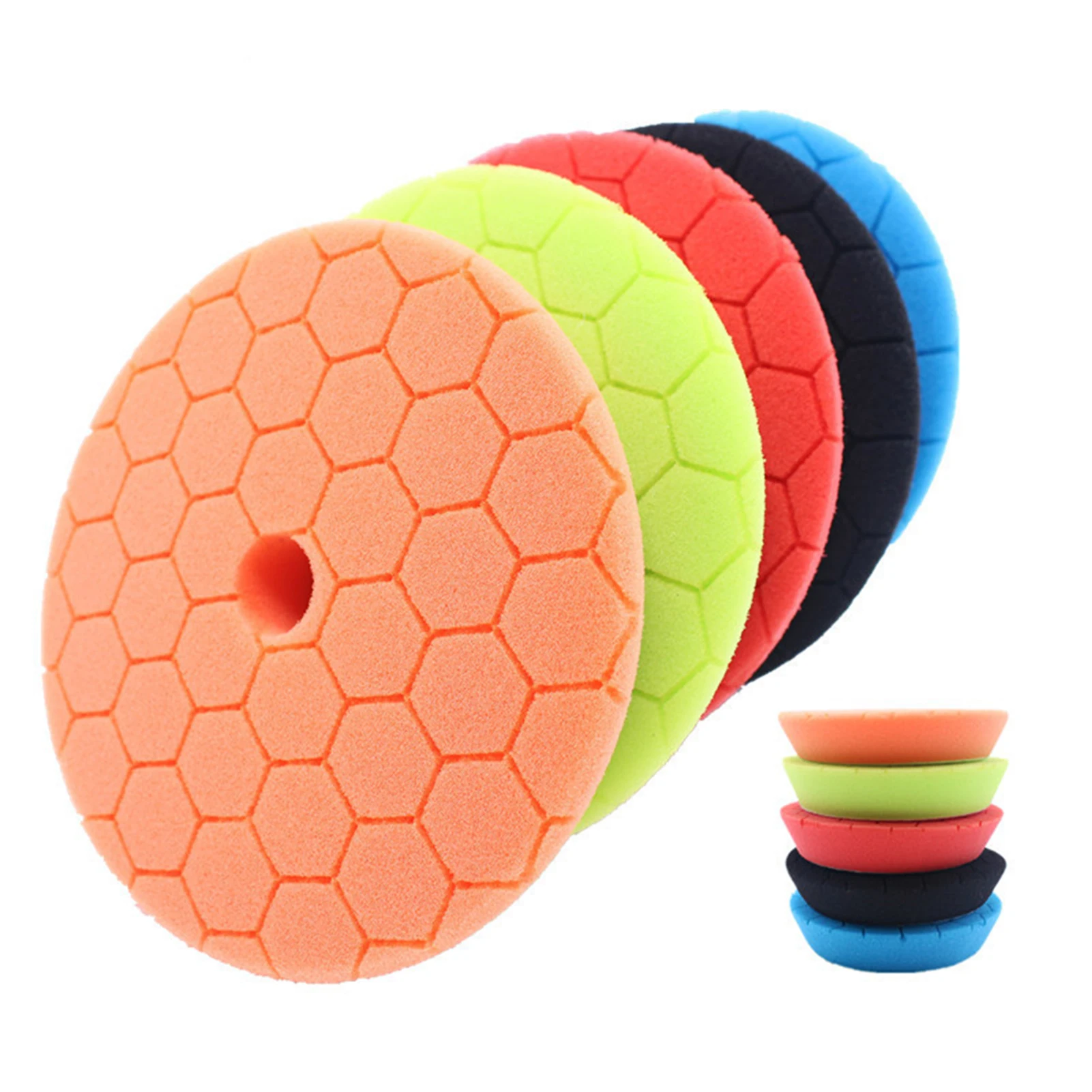 5Pcs  6 Inch Large Size Sponge Polishing Pads Car Foam Buffing Waxing Sponge Pads Kit for Car Buffer Polisher Cleaning Tool