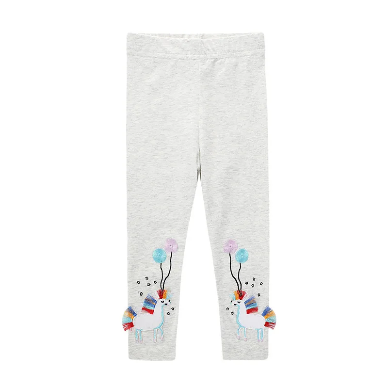 Little maven 2024 New Fashion Legging Baby Girls Casual Pants Autumn and Spring Cotton Grey Unicorn Trousers for Kids 2-7 year