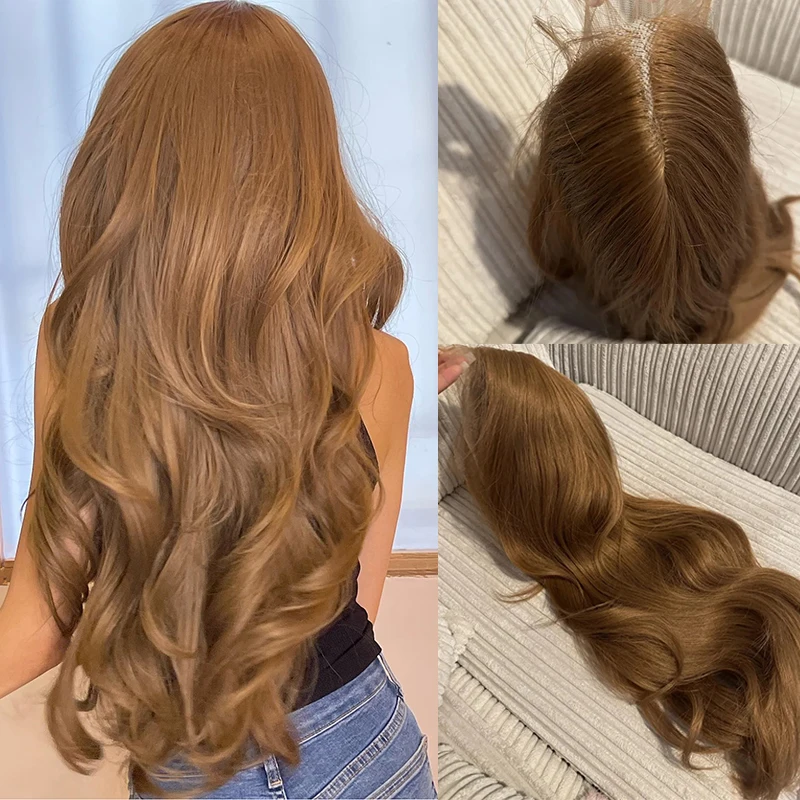 Long Ginger Lace Front Wigs for Women 13x4 HD Lace Loose Wave Pre Plucked Hairline 26 Inch Synthetic Brown Copper Blonde Wig