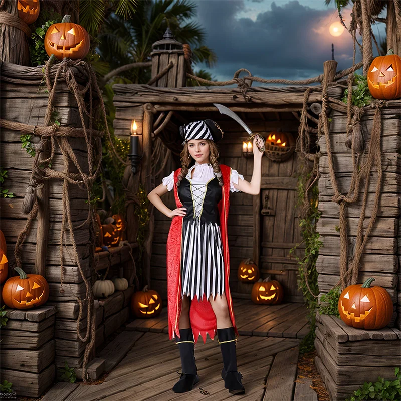 大人用ハロウィンコスプレ衣装 女性用服 海賊帽子 カリブ海海賊 パフォーマンスコスチューム ポリエステル繊維00% ステージ衣装