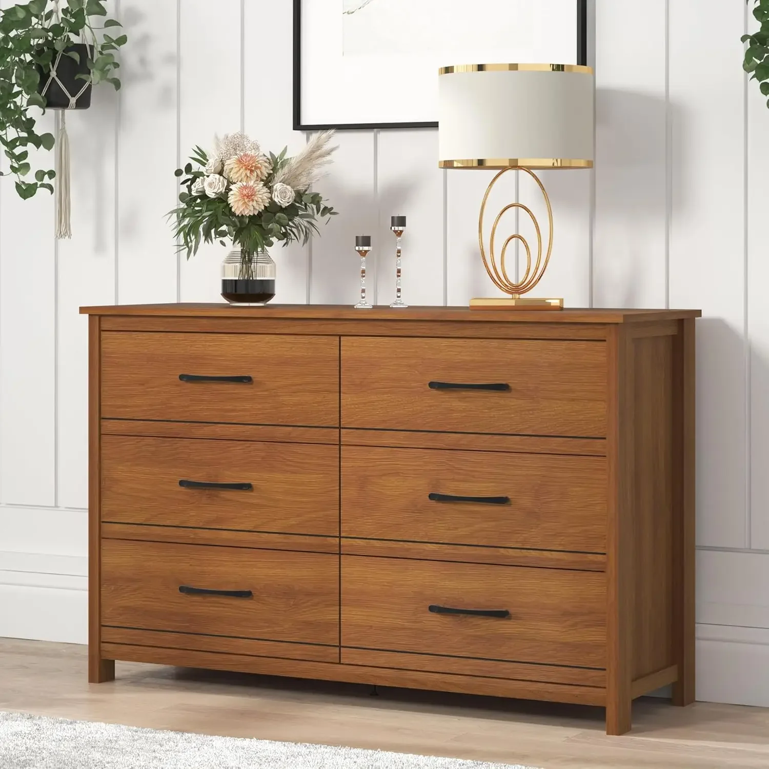 Galano Kellie Wooden 6 Drawer Dresser for Bedroom, Modern Storage Chest Organizer for Kids, 15.8