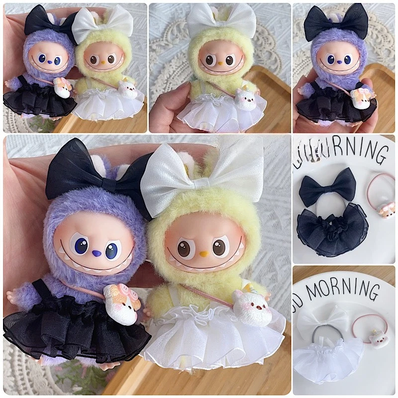 

For 10cm Labubu Clothing Set Mini Ballet Skirt outfit New 4.0 Labubu Clothes Skirt Cat Claw Hair Clip Bag Doll Accessories