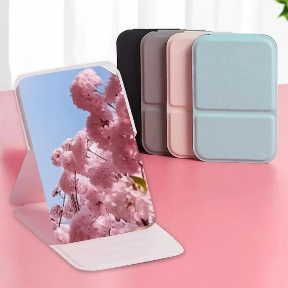 Bonito portátil espelho de maquiagem pessoal cor sólida portátil dobrável espelho de maquiagem mini compacto espelho de bolso quarto