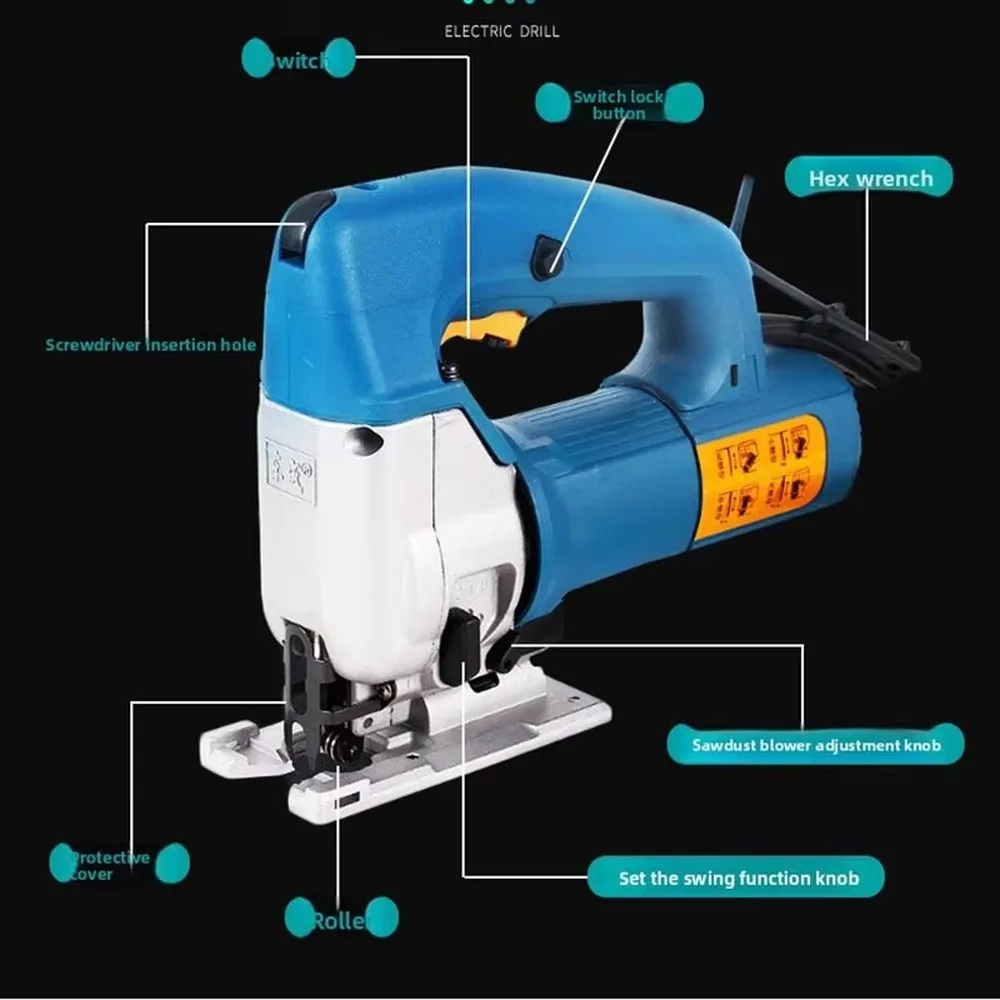 Cordless Jig Saw DIY Woodworking Power Tool Multi-Functional Desktop Reciprocating Saw for Cutting Wood Plastic Metal