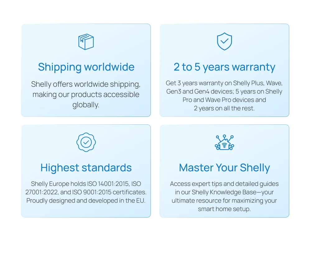 Shelly 1 Gen3 Dry Contact Smart Switch WiFi Bluetooth Operated Relay Low Voltage Support Over Temperature Protection Control
