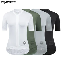 YKYWBIKE donna maglia da ciclismo manica corta sottile maglia da bicicletta femminile camicia da bici da strada Pro Team abbigliamento da ciclismo traspirante
