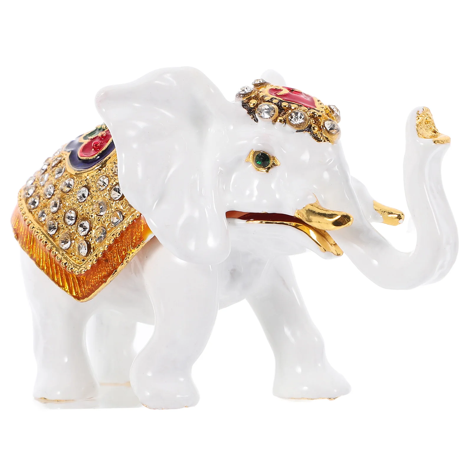 

Elephant Jewelry Box Animal Jewelrybox Hand-painted Ring Holder Figurine Enamel Trinket Boxes
