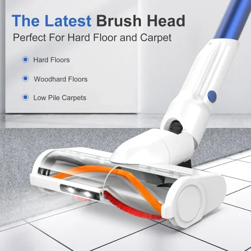 Qwwhall cordless vacuum cleaner,25kpa suction 280W brushless motor 4 in 1 stick vacuum cleaner for home hair hard floor