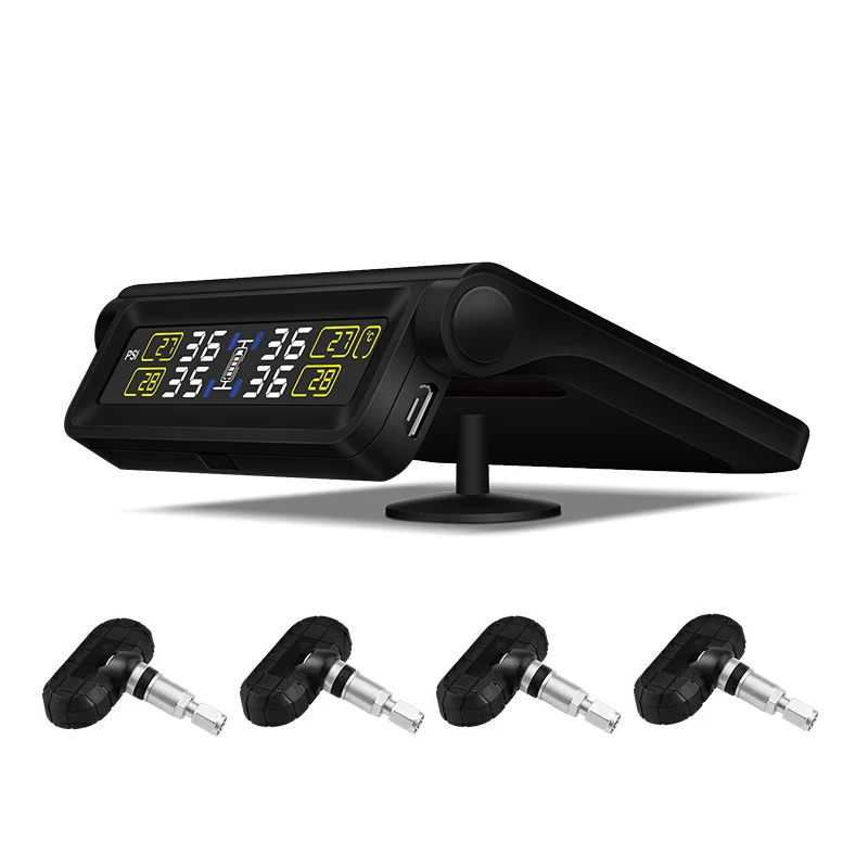 TPMS Car Tire Pressure Alarm  System Automatic Brightness Control Wireless Solar Power 4 Sensors Decoration Accessories