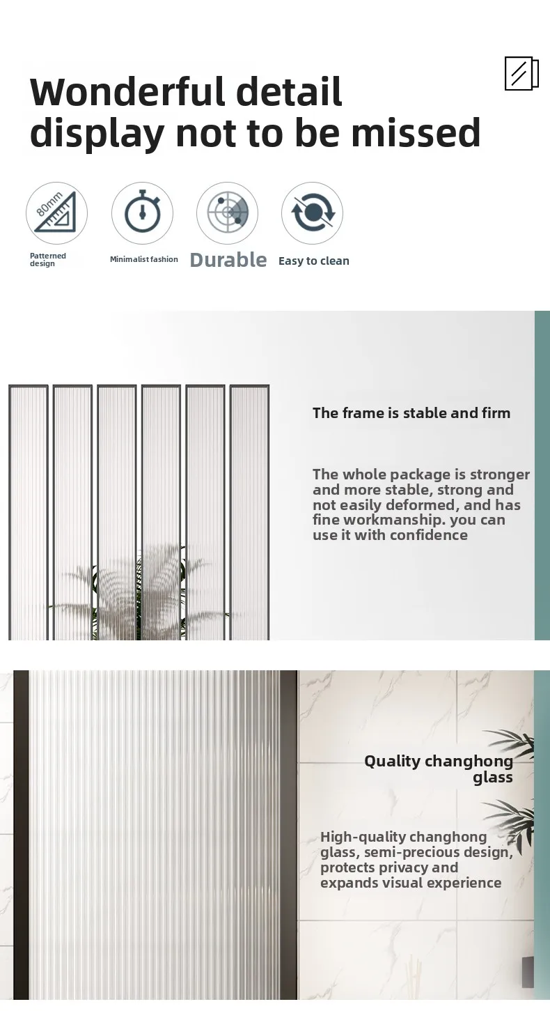 Tempered glass screen storage partition, living room entrance, bathroom sink