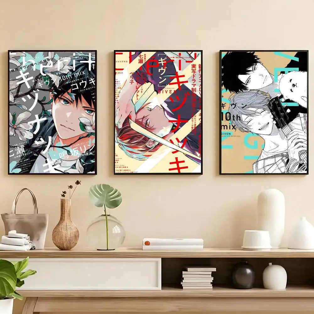 Manga Given Boys-S Love Manga Vai Receber Poster Poster HD Self Adhesive Waterproof Wall Art Ideal For Home Office Dorm Bedroom