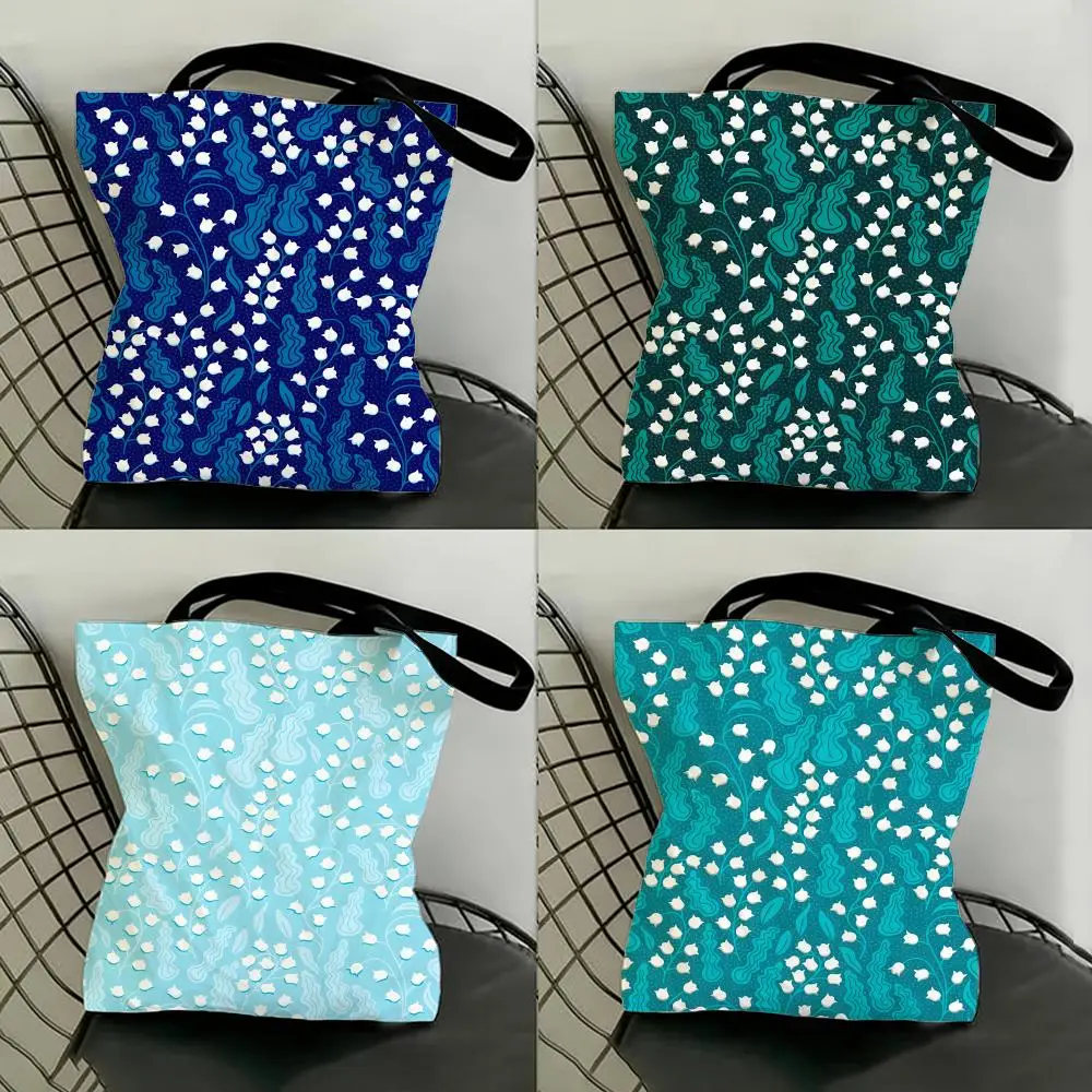 Delicate Fragrant L-Lily Flower Storage Bags Shopping Bags Series Print Bags Lightweight Shoulder Bag For Daily Use