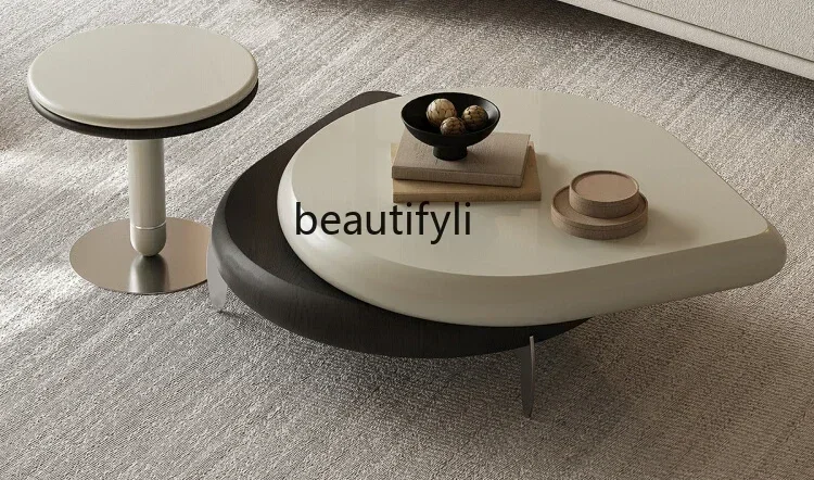 

Italian minimalist rotating coffee table combination special-shaped living room home light luxury high-end designer