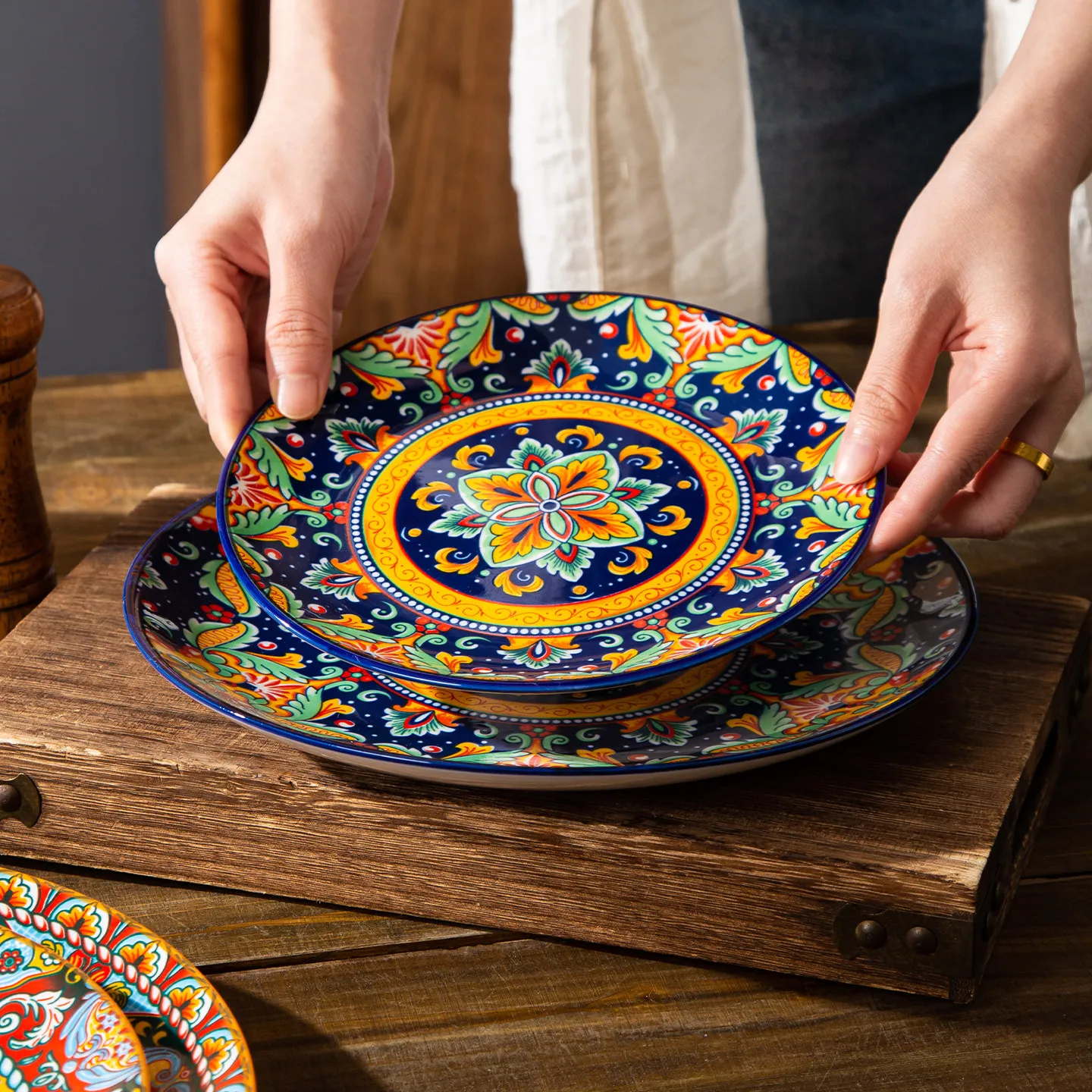 Retro Ceramic Steak Plates Shallow Plates Plat Plates For Western Cuisine Round Plates For Pasta Serving Plates For Dishes.