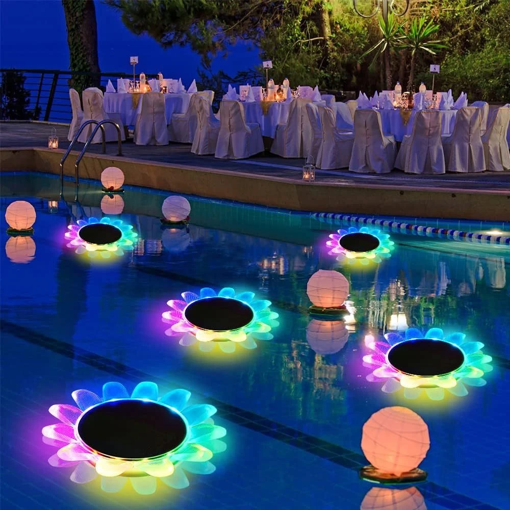 Imagem -02 - Sunflower Floating Pool Lights Led Impermeável Flower Pond Light Controle Remoto Luz Que Muda a Cor para Nadar Fun Pool Decor